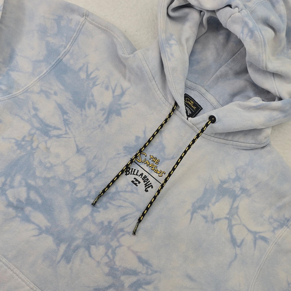 Billabong The Simpsons Tie Dye Hoodie Mens Small Blue White Graphic Sweatshirt